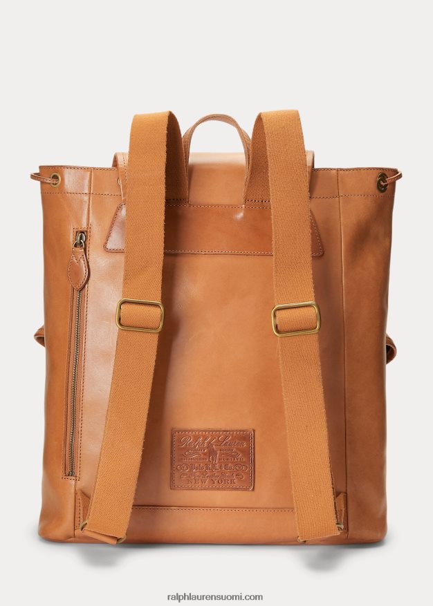 Ralph Lauren miehet perinnöllinen nahkainen reppu 0Z24ZR2334 rusketus