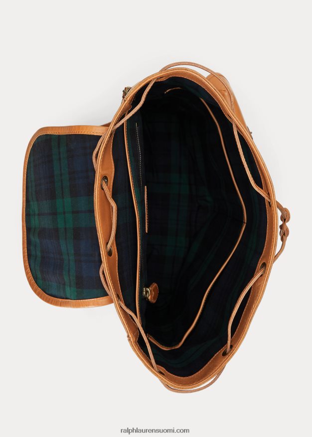 Ralph Lauren miehet perinnöllinen nahkainen reppu 0Z24ZR2334 rusketus