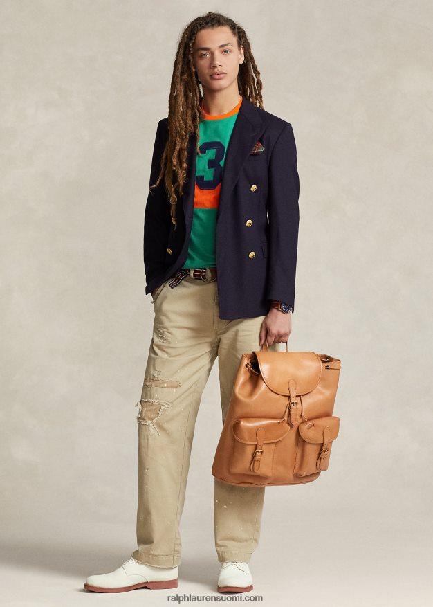 Ralph Lauren miehet perinnöllinen nahkainen reppu 0Z24ZR2334 rusketus