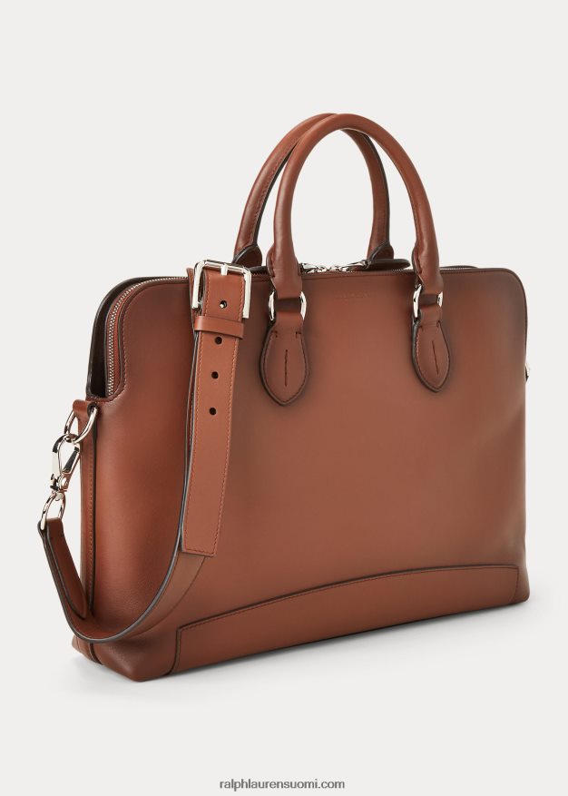 Ralph Lauren miehet kiillotettu vasikkanahkainen matkasalkku 0Z24ZR2659 kastanja