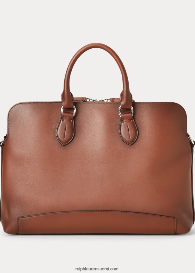 Ralph Lauren miehet kiillotettu vasikkanahkainen matkasalkku 0Z24ZR2659 kastanja
