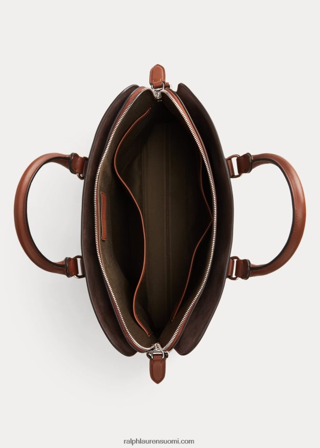 Ralph Lauren miehet kiillotettu vasikkanahkainen matkasalkku 0Z24ZR2659 kastanja