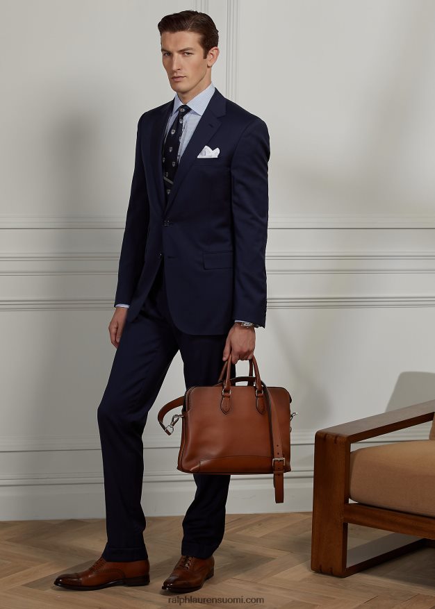 Ralph Lauren miehet kiillotettu vasikkanahkainen matkasalkku 0Z24ZR2659 kastanja