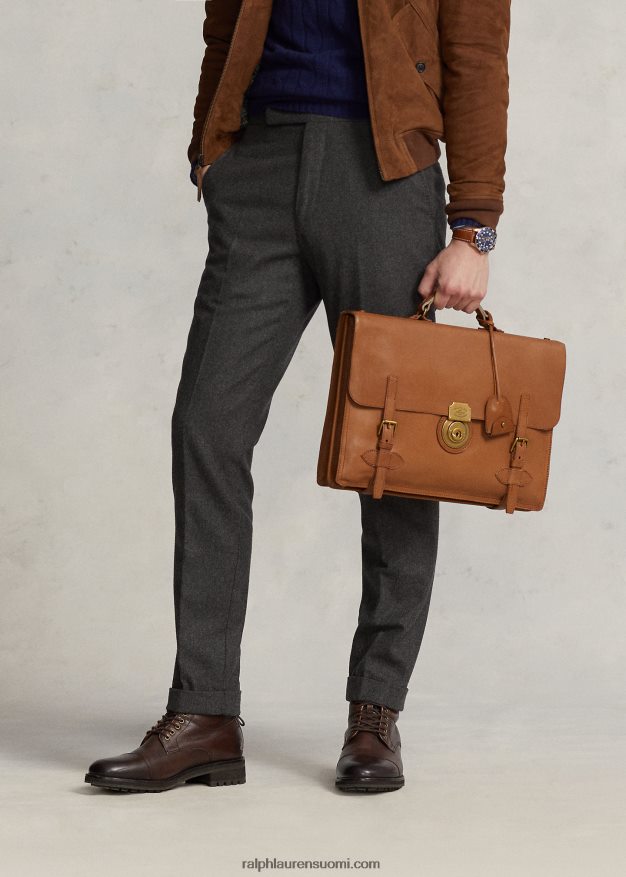 Ralph Lauren miehet perinnöllinen nahkainen salkku 0Z24ZR2215 rusketus