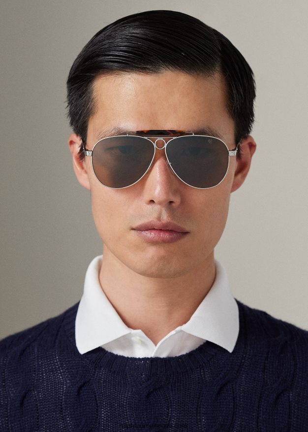 Ralph Lauren miehet autojen metalliset pilotti-aurinkolasit 0Z24ZR9057 hopea