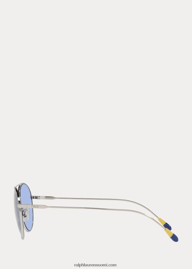 Ralph Lauren miehet metalliset panto-aurinkolasit 0Z24ZR2239 kiiltävää hopeaa