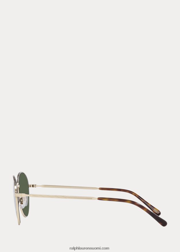 Ralph Lauren miehet pyöreät metalliset aurinkolasit 0Z24ZR2312 puolikiiltävää vaaleaa kultaa