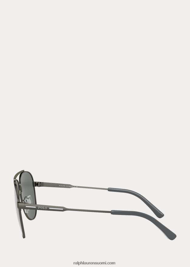 Ralph Lauren miehet raidalliset pilot-aurinkolasit 0Z24ZR2782 hopea peili