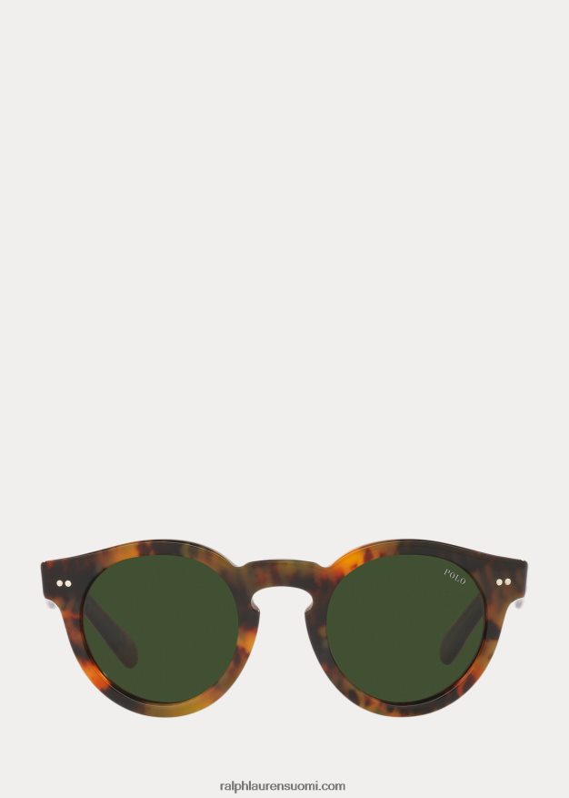 Ralph Lauren miehet ruudulliset panto-aurinkolasit 0Z24ZR8757 kiiltävä jerry havanna