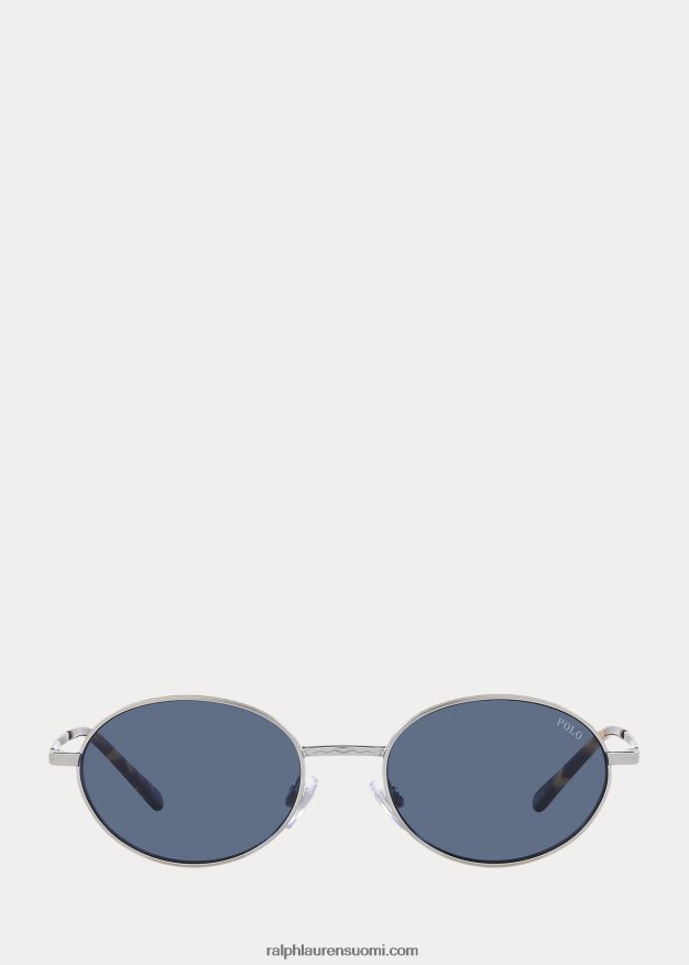 Ralph Lauren miehet soikeat metalliset aurinkolasit 0Z24ZR9064 puolikiiltävää hopeaa