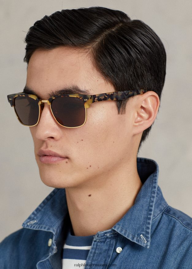 Ralph Lauren miehet square academy aurinkolasit 0Z24ZR9061 kiiltävä tumma havanna