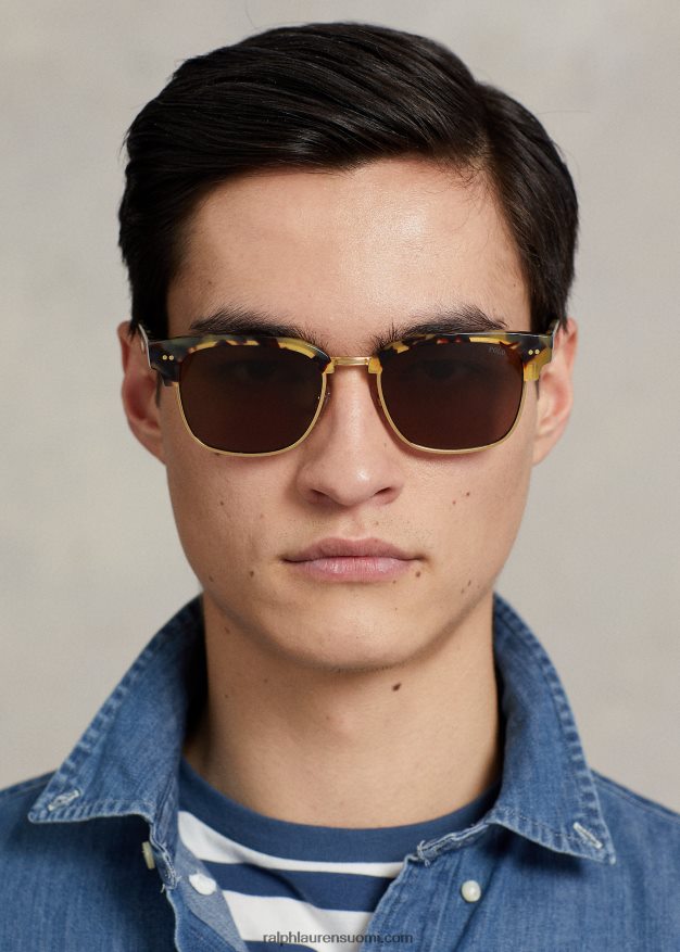 Ralph Lauren miehet square academy aurinkolasit 0Z24ZR9061 kiiltävä tumma havanna