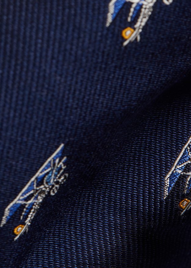 Ralph Lauren miehet ilmailukuvioinen silkkirepp solmio 0Z24ZR2517 laivasto