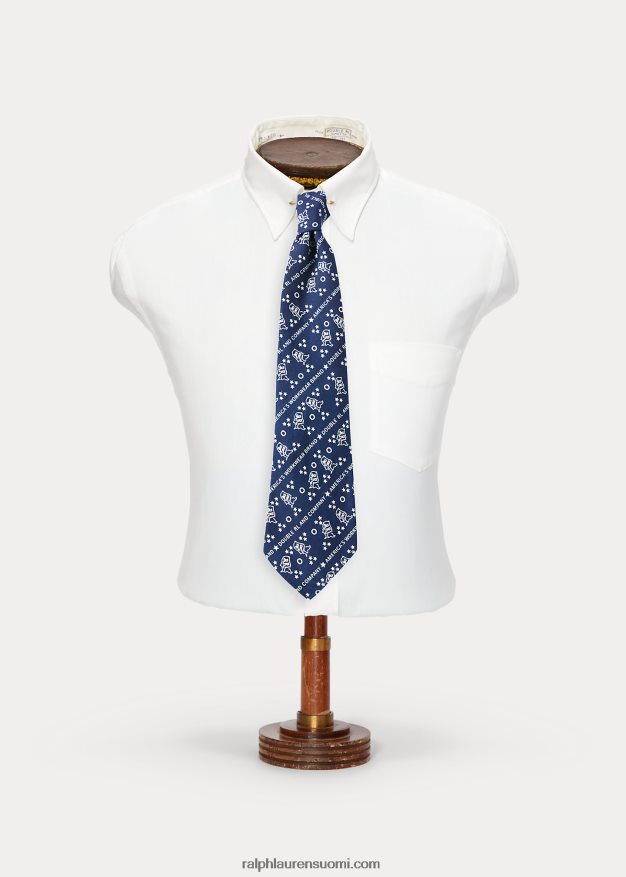 Ralph Lauren miehet käsintehty logoprintti pellavasolmio 0Z24ZR8835 dk indigo