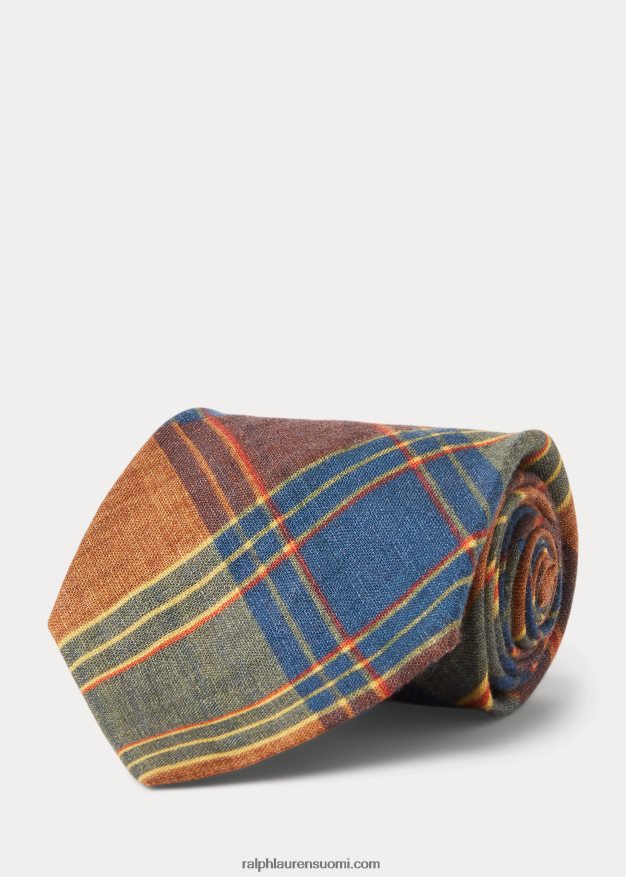 Ralph Lauren miehet käsintehty madrasprintti pellavasolmio 0Z24ZR2230 laivasto/punainen/keltainen/multi