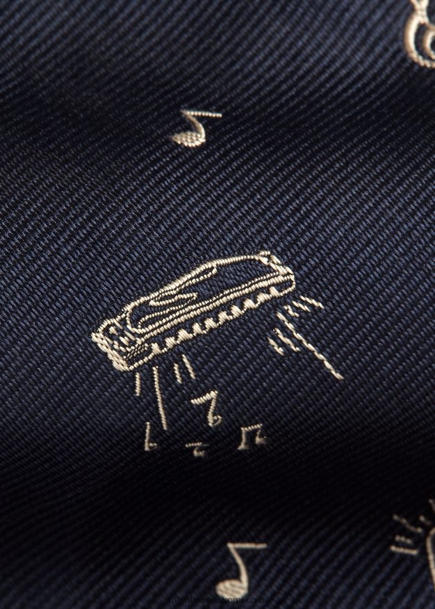 Ralph Lauren miehet käsintehty musiikkiaiheinen silkkisolmio 0Z24ZR8842 laivasto