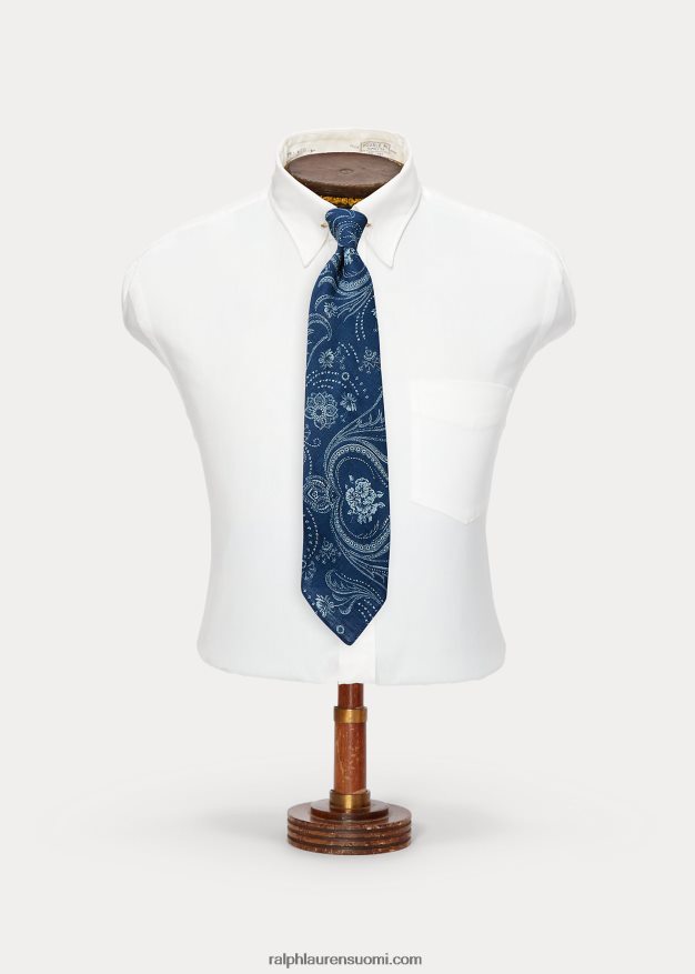 Ralph Lauren miehet käsintehty printti puuvillainen solmio 0Z24ZR8823 indigo
