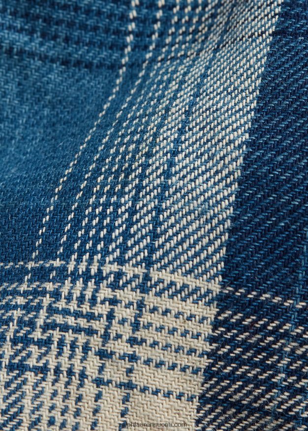 Ralph Lauren miehet käsintehty ruudullinen jaspe-twill solmio 0Z24ZR8836 indigo/kerma