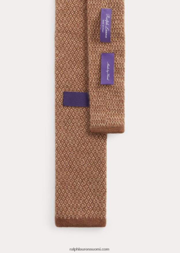 Ralph Lauren miehet linnunsilmä timanttineulottu kashmirsolmio 0Z24ZR8933 mokka/kameli