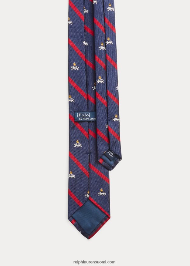Ralph Lauren miehet raidallinen silkki repp klubisolmio 0Z24ZR2270 laivasto