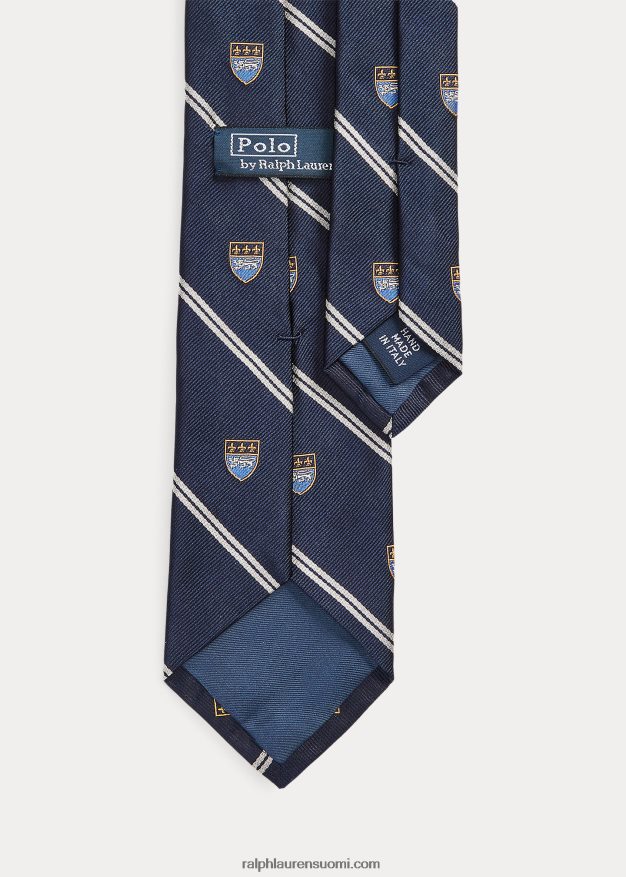 Ralph Lauren miehet raidallinen silkki repp klubisolmio 0Z24ZR2529 laivasto