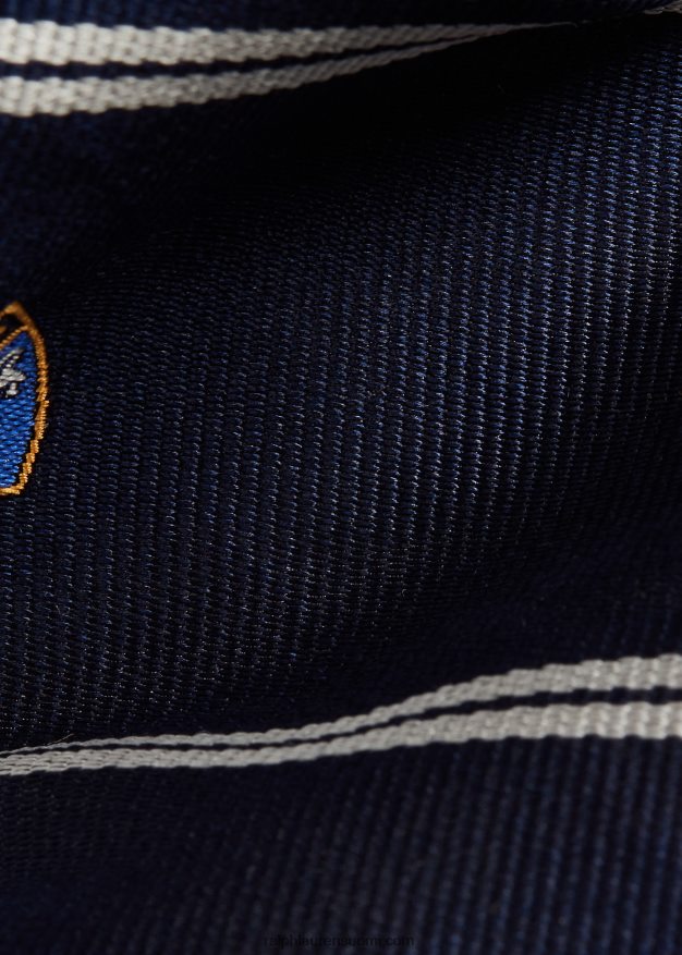 Ralph Lauren miehet raidallinen silkki repp klubisolmio 0Z24ZR2529 laivasto
