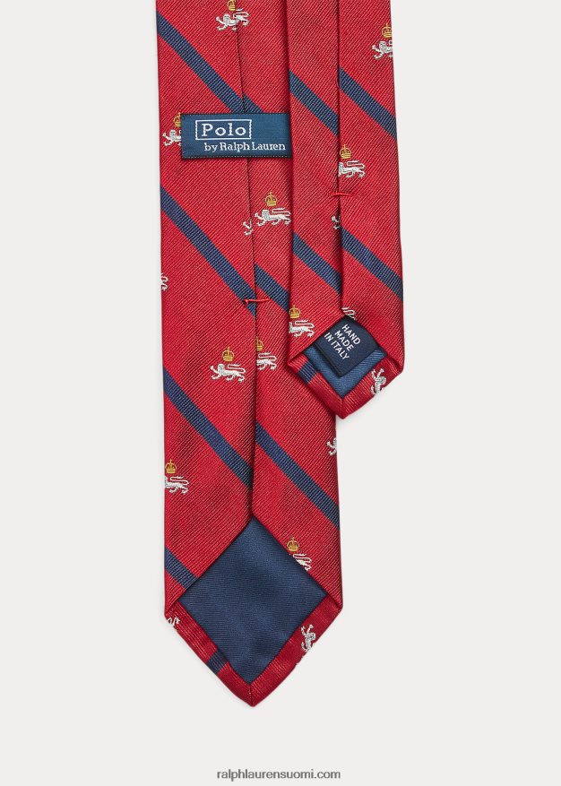 Ralph Lauren miehet raidallinen silkkikerrossolmio 0Z24ZR2275 punainen