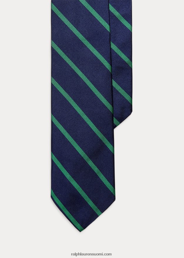 Ralph Lauren miehet raidallinen silkkirepp solmio 0Z24ZR2249 laivastonsininen/vihreä