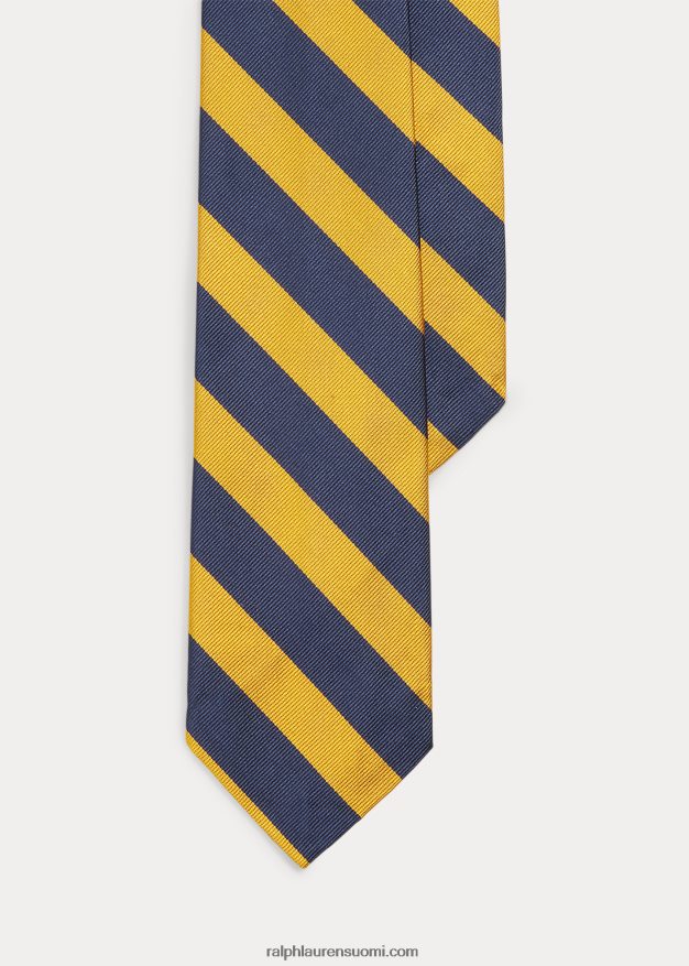Ralph Lauren miehet raidallinen silkkirepp solmio 0Z24ZR2260 laivasto/kulta