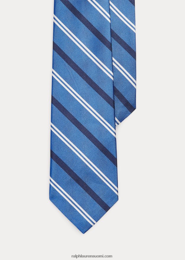 Ralph Lauren miehet raidallinen silkkirepp solmio 0Z24ZR2509 sininen