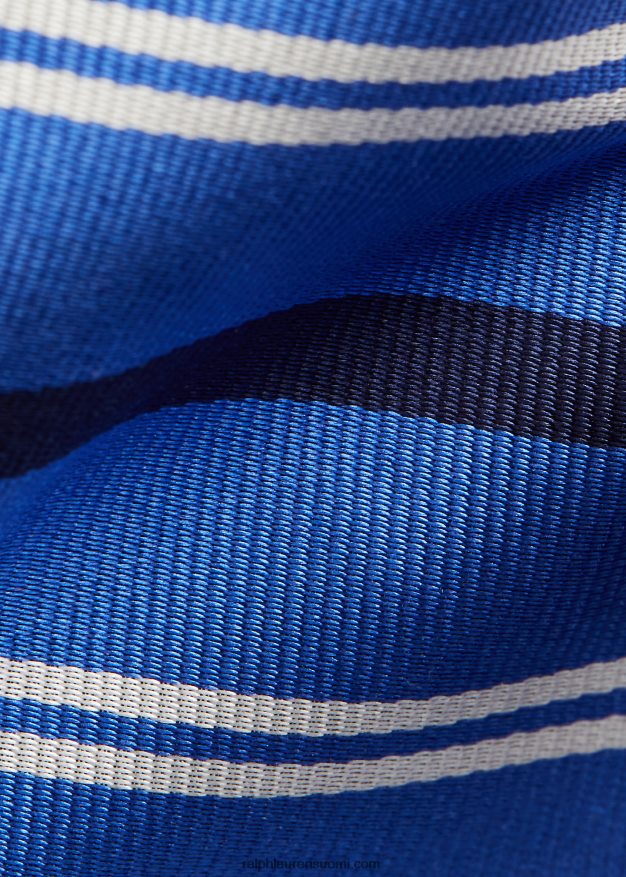 Ralph Lauren miehet raidallinen silkkirepp solmio 0Z24ZR2509 sininen