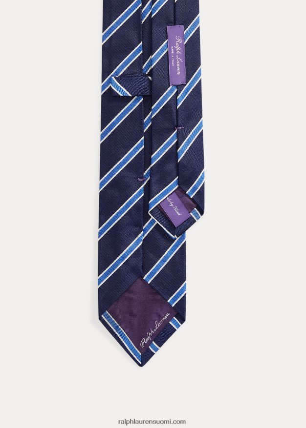 Ralph Lauren miehet raidallinen silkkirepp solmio 0Z24ZR2675 laivastonsininen