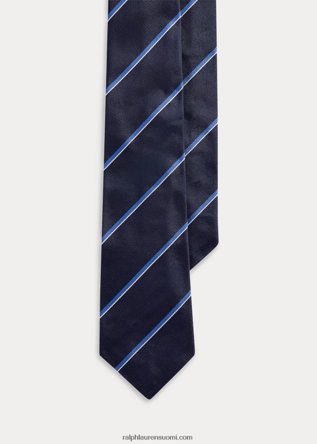 Ralph Lauren miehet raidallinen silkkirepp solmio 0Z24ZR2677 laivastonsininen