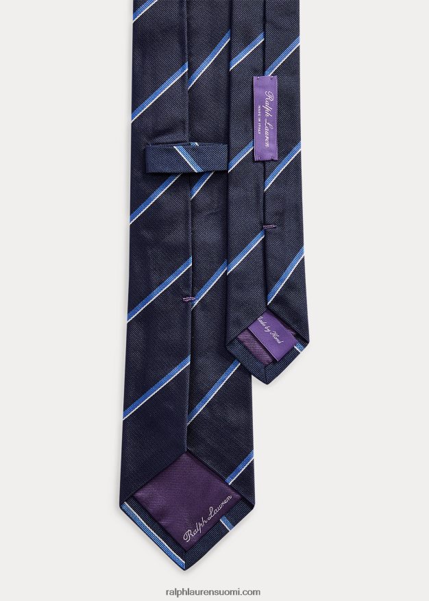 Ralph Lauren miehet raidallinen silkkirepp solmio 0Z24ZR2677 laivastonsininen