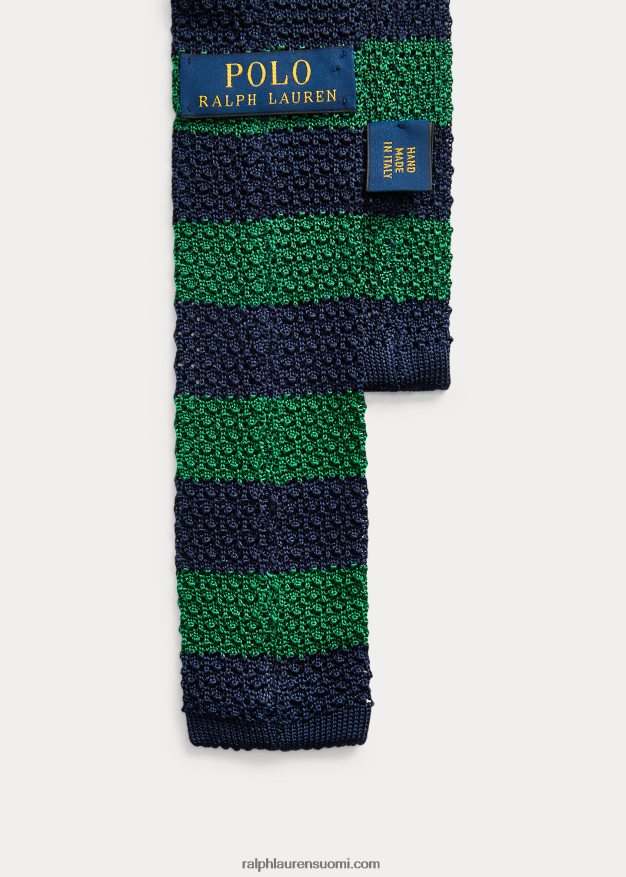 Ralph Lauren miehet raidallinen silkkisolmio 0Z24ZR2264 laivastonsininen/vihreä