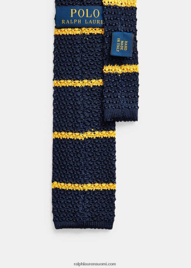 Ralph Lauren miehet raidallinen silkkisolmio 0Z24ZR2281 laivasto/kulta