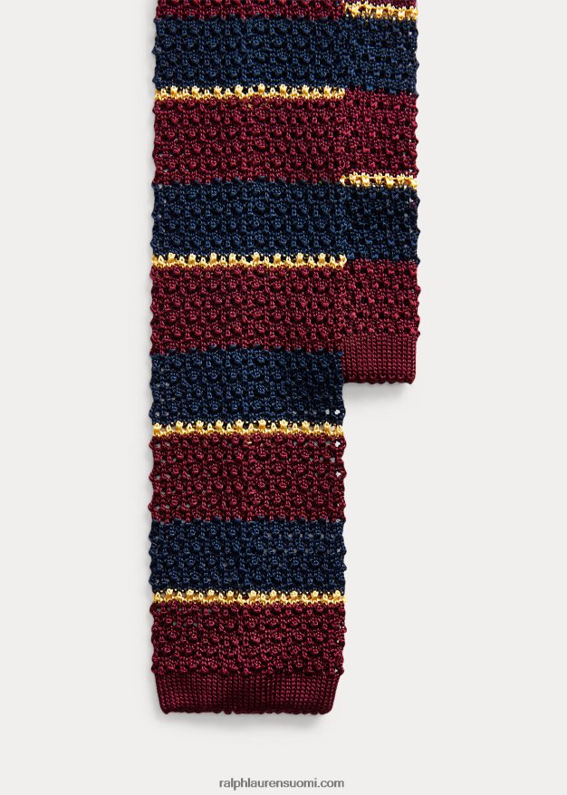 Ralph Lauren miehet raidallinen silkkisolmio 0Z24ZR2283 viini/laivasto/kulta