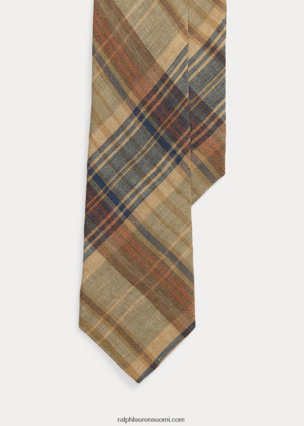 Ralph Lauren miehet ruudullinen pellavasolmio 0Z24ZR2225 khaki multi