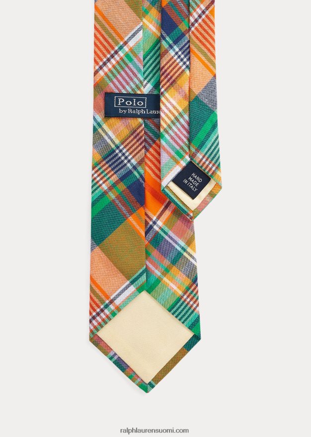 Ralph Lauren miehet ruudullinen puuvillainen solmio 0Z24ZR2410 oranssi/vihreä multi
