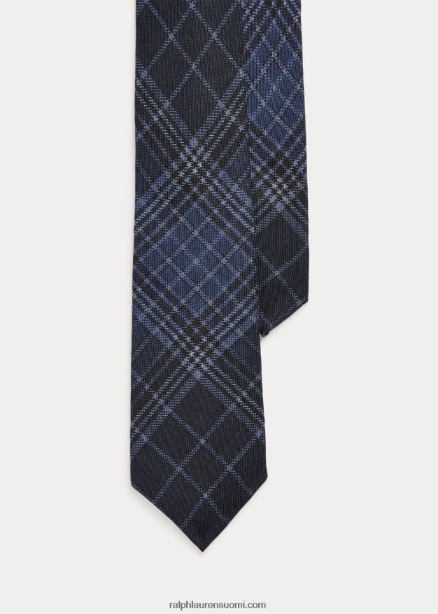 Ralph Lauren miehet tartaanikuvioinen kashmir-silkkisolmio 0Z24ZR8928 tummansininen/pölysininen