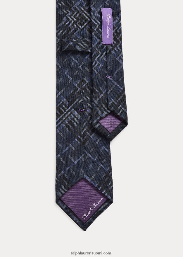 Ralph Lauren miehet tartaanikuvioinen kashmir-silkkisolmio 0Z24ZR8928 tummansininen/pölysininen
