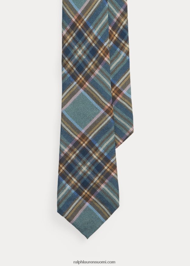 Ralph Lauren miehet tartaanikuvioinen silkkikreppisolmio 0Z24ZR8931 merisuihku multi