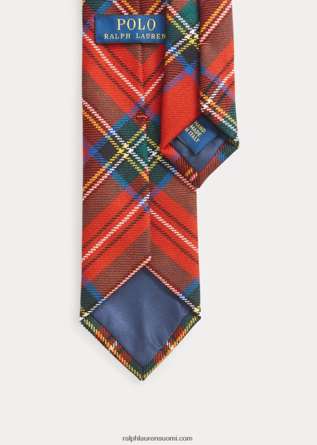 Ralph Lauren miehet tartaanivillainen kapea solmio 0Z24ZR2648 puna-vihreä