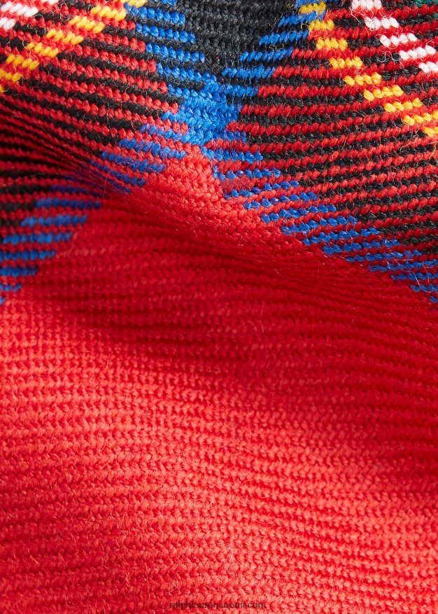 Ralph Lauren miehet tartaanivillainen kapea solmio 0Z24ZR2648 puna-vihreä