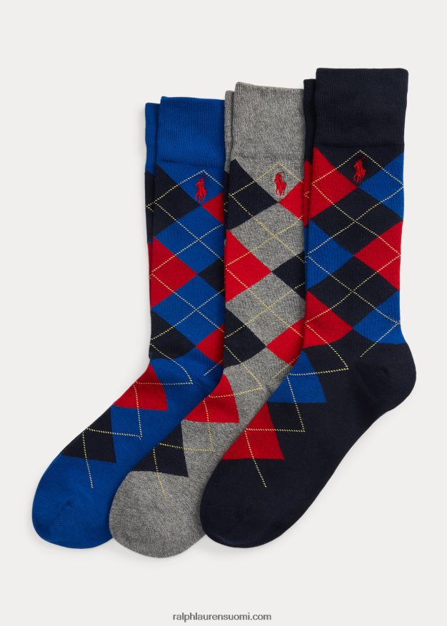 Ralph Lauren miehet argyle crew sukka 3 kpl 0Z24ZR2326 kuninkaallisen sininen