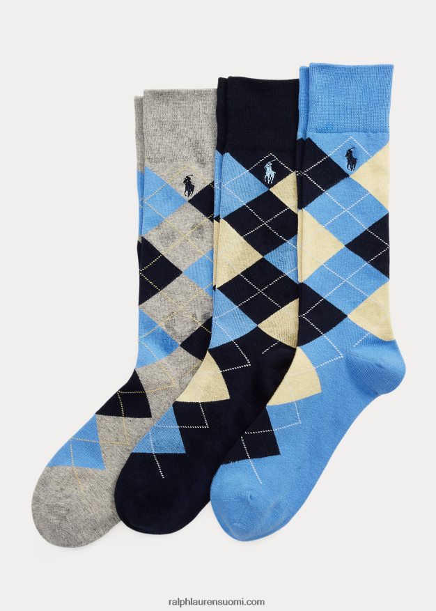 Ralph Lauren miehet argyle crew sukka 3 kpl 0Z24ZR2327 pehmeä sininen