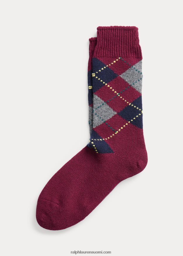 Ralph Lauren miehet käsin kampitetut argyle-villasukat 0Z24ZR2773 viiniä