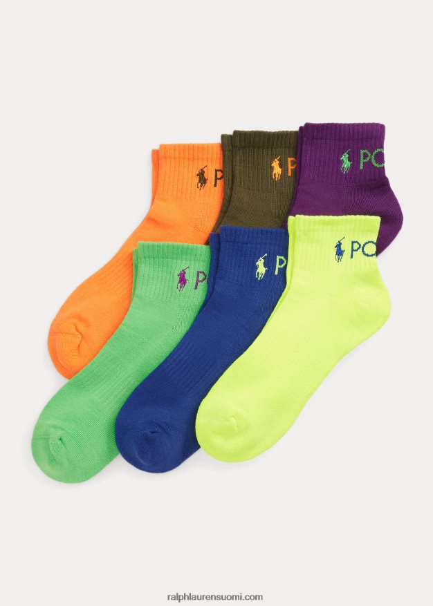 Ralph Lauren miehet logo Quarter-crew sukka 6 kpl 0Z24ZR2307 neon