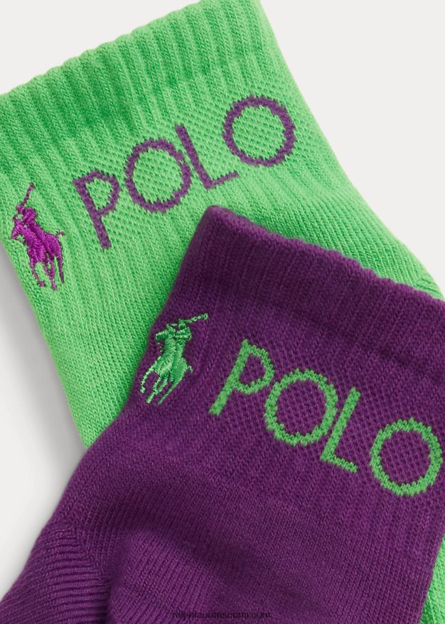 Ralph Lauren miehet logo Quarter-crew sukka 6 kpl 0Z24ZR2307 neon