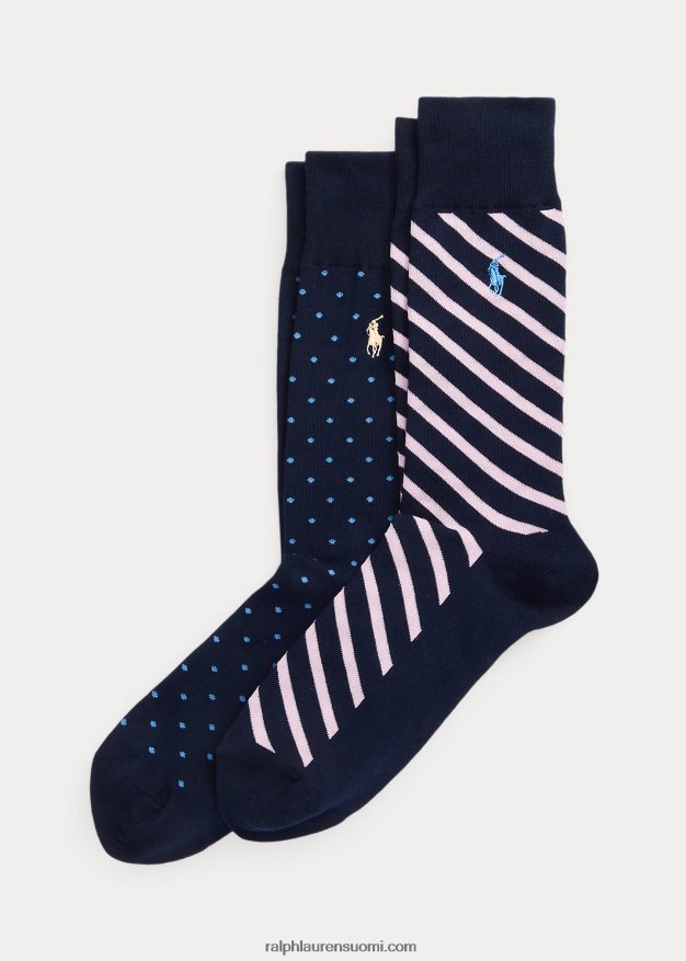 Ralph Lauren miehet pilkullinen ja raidallinen housusukat 2 kpl 0Z24ZR2350 laivastonsininen